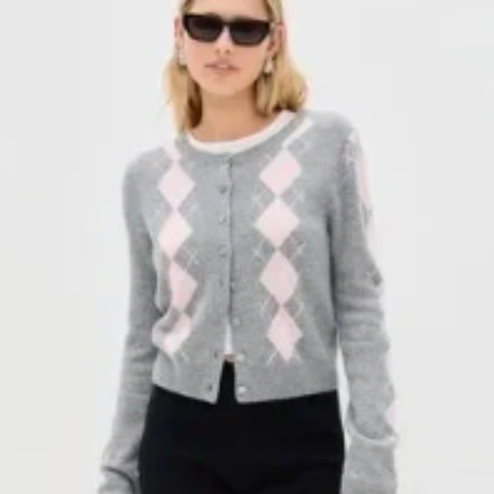 Reformation Argyle Cashmere Cardigan